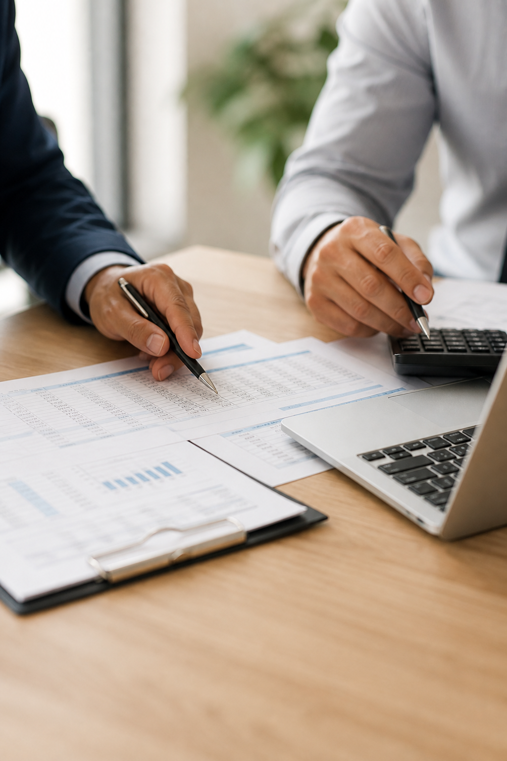 Professionals reviewing financial documents together